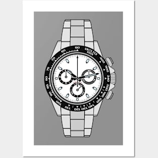 White Dial Racing Watch Posters and Art